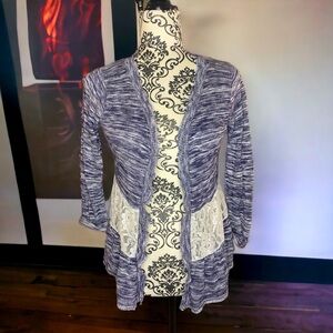 COTTON EMPORIUM Knit and Lace Open front sweater- Small